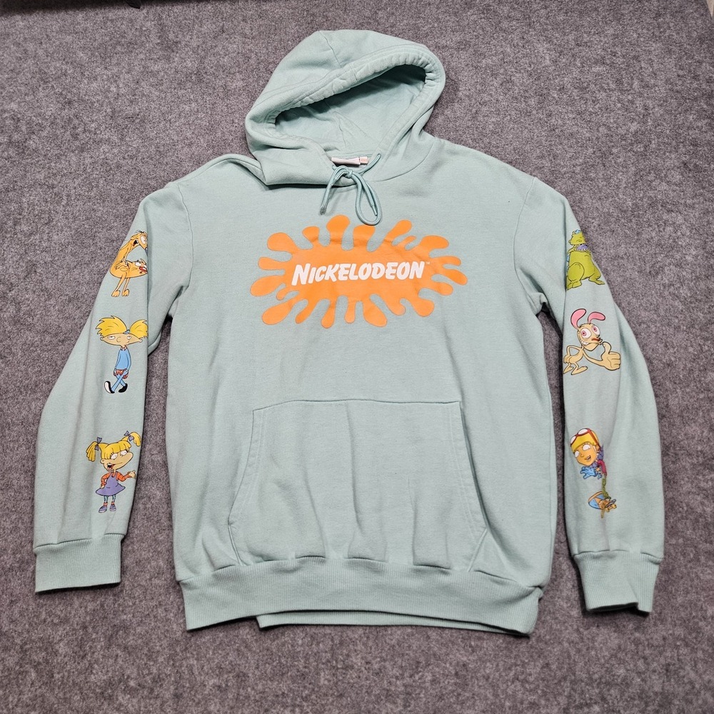 Nickelodeon 90's Cartoons Hoodie Rugrats, Rocko, Arnold Size Large Sweatshirt